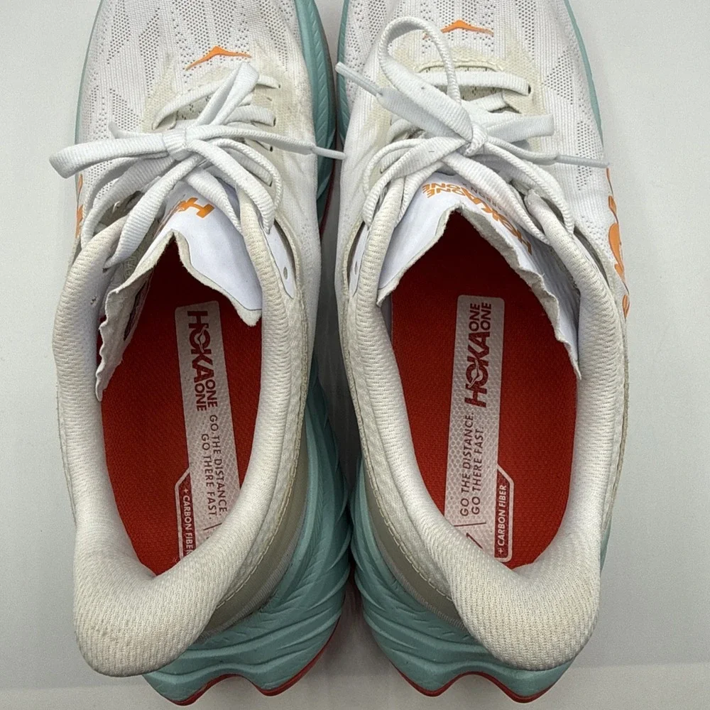 Hoka One One Carbon X White Blazing Orange 1113527 WBOR Running Shoes 10 B